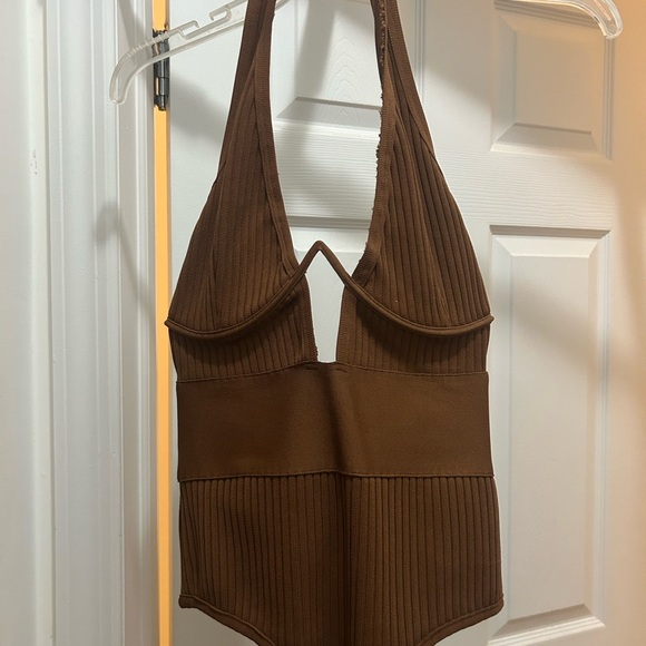 Brown Ribbed Bodysuit - Picture 2 of 5
